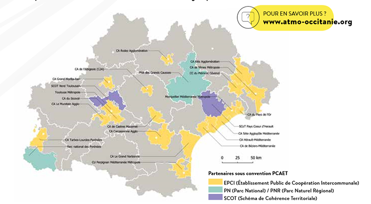 Territoires en PCAET accompagnés par ATMO Occitanie