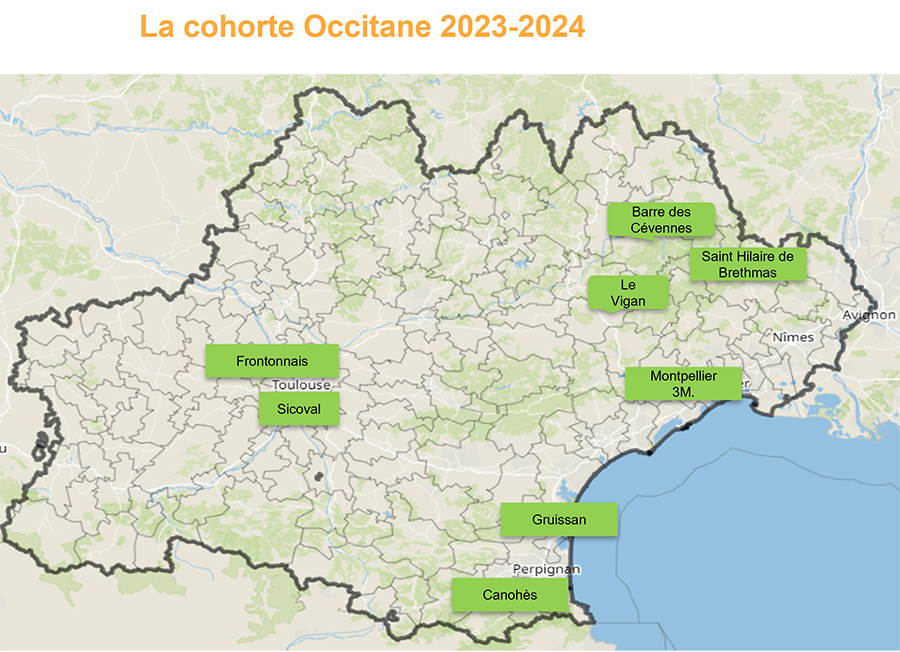 carte des collectivités embarquées dans la Cohorte