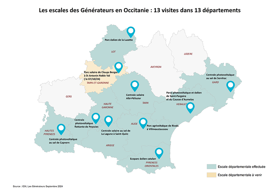 Les Générateurs - carte des visites de site au 01 septembre 2024