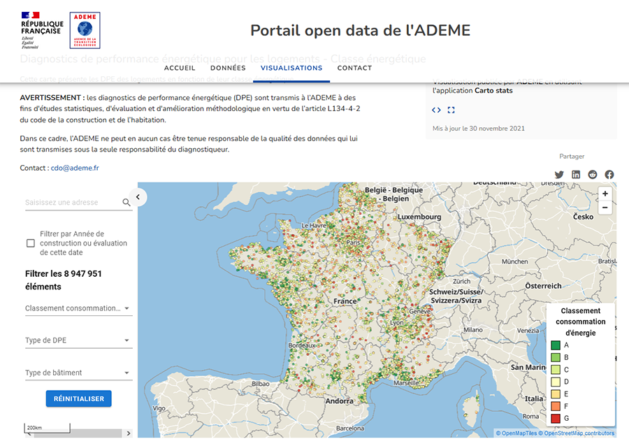 Le portail opendata de l'Ademe